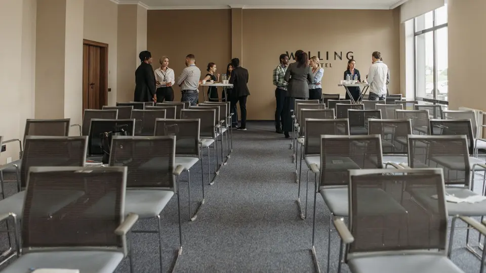 Startup executive team gathered in morning executive meditation session before sprint